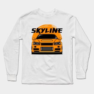 Orange Skyline R34 Long Sleeve T-Shirt